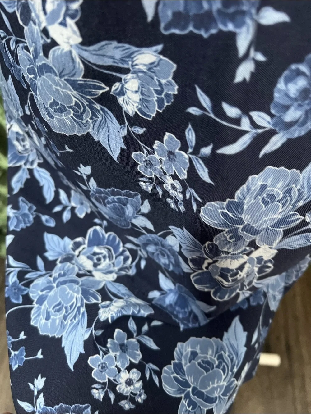 Trixxi Navy Slip Dress with Blue Floral Print and Lace